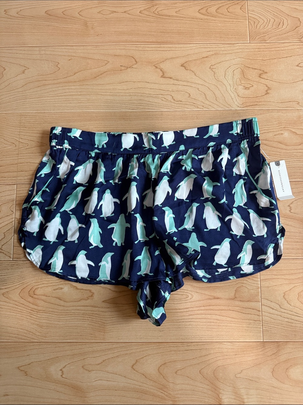Women’s Anthropologie Lyrebird Navy Penguin-Print Sleep Shorts Sz M NWT